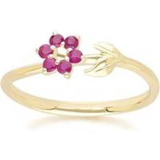 Gold Rings Gemondo Floral Vine Ruby Ring in 9ct Yellow Gold