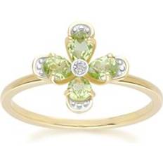Peridot Rings Gemondo Floral Peridot & Diamond Ring in 9ct Yellow Gold