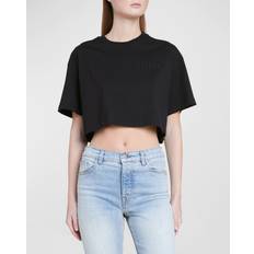 Amiri Tops Amiri Logo Embroidered Short-Sleeve Crop T-Shirt BLACK X-Large