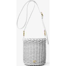 Michael Kors White Bucket Bags Michael Kors Julie Large Woven Leather Bucket Bag White ONE SIZE