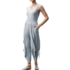 Normal Waist - Women Jumpsuits & Overalls Cupshe Women's Sleeveless V-Neck Wide Leg Jersey Jumpsuit Grey Medium