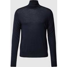 Emporio Armani Herren Rollkragenpullover blau Schurwolle unifarben