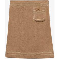 Prada Clothing Prada Womens Neutral Patch-pocket Mid-rise Cotton Mini Skirt NEUTRAL