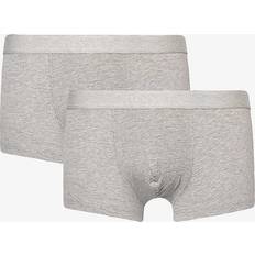 Sunspel Men's Underwear Sunspel Mens Grey Melange Branded-waistband Mid-rise Pack of two Stretch-cotton Trunks GREY MELANGE