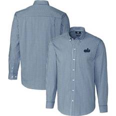 Blue - Sportswear Garment Shirts Cutter & Buck Men's NCAA Old Dominion Monarchs Easy Care Stretch Gingham Long Sleeve Button-Down Shirt, Navy Blue