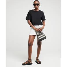 River Island T-shirts River Island Womens Black Whipstitch Crop T-Shirt