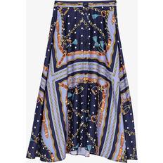 Maje Womens Bleus Chain-print Elasticated-waist Woven Midi Skirt