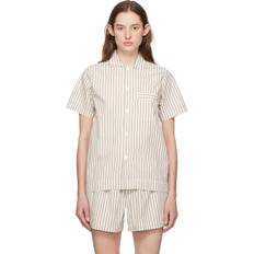 Natural - Women Sleepwear Tekla Off-White & Brown Short Sleeve Pyjama Shirt Hopper Stripes