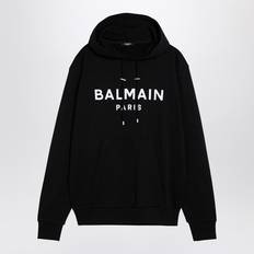 Balmain Herren Pullover Balmain Balmain-Logo Print Hoodie - White/Black