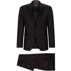 HUGO BOSS Men Suits HUGO BOSS Men's Micro-Patterned Slim-Fit Tuxedo Dark Red 40R