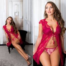 Rot Unterwäschesets Koucla Spitzen Dessous-Set Bordeaux One Einheitsgröße