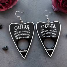 Black Earrings Shein Pair Gothic Ouija Board Black Drop Earrings With White Alphabet Design Creative Gift For Ladies And Girls Party