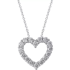 Macy's White Gold Necklaces Macy's Heart Pendant Necklace - White Gold/Diamonds