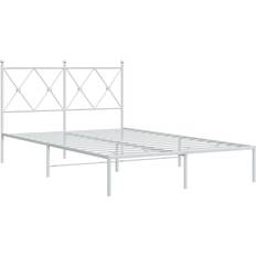 120cm - Metal Bed Frames vidaXL white, 120x190 cm/with headboard Metal Bed Frame Headboard Bed Base