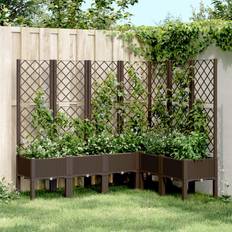 Raised Garden Beds vidaXL Brown Garden Planter with Trellis