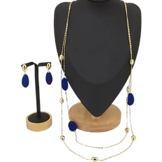 BlackBeauty Long Chain Set - Gold/Blue