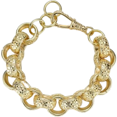 18k - Men Bracelets Bling King Ornate Belcher Bracelet with Albert Clasp 20mm - Gold