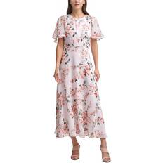 Calvin Klein Long Dresses Calvin Klein Women's Floral Print Cape Back Maxi Dress - Blush Multi