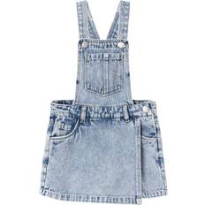 Flickor - Hängselbyxor Barnkläder Name It Bella Baggy Denim Bib Shorts - Light Blue Denim (13229331)