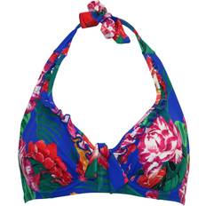 Sin relleno Bikinis Pour Moi Antigua Frill Halter Underwired Bikini Top - Blue Floral