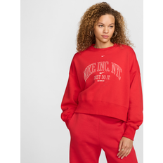 Nike Women's Sportswear Phoenix Fleece Over-Oversized Crew-Neck Graphic Sweatshirt in Red, FQ6234-657