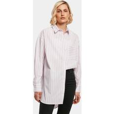 4XL Blusas Urban Classics Oversized Striped Shirt - Lila/Blanco