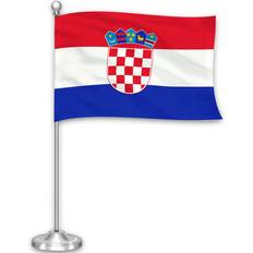 Silver Flags G128 Croatia Croatian Deluxe Desk Flag Set