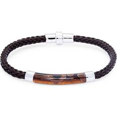 Effy Men Bracelets Effy Braided Bracelet - Black/Silver/Tiger Eye