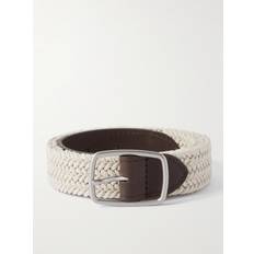 Loro Piana Clothing Loro Piana 3cm Leather-Trimmed Woven Cotton Belt Men Neutrals