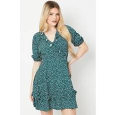 Dorothy Perkins Green Spot Wrap Mini Dress