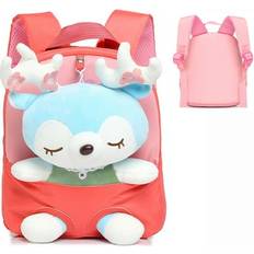 Red School Bags CN Sold by: Huanyou Co. Ltd, Cartoon Elk Plush Backpack Kid Children Boy Girl School Bag Kindergarten，Red