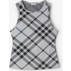 Burberry Tank Tops Burberry Check Stretch Cotton Blend Tank Top White/Black