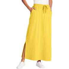 Woman Within Skirts Woman Within Plus Sport Knit Side-Slit Skirt in Primrose Yellow Size 42/44