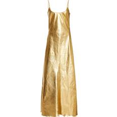 Gold - Shirt Dresses Gabriela Hearst Teles Dress - Gold Metallic Nappa Leather