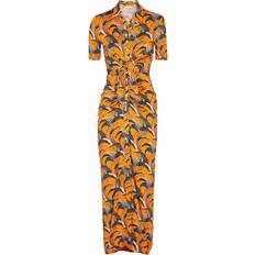 Men - Orange Dresses Rabanne Orange Printed Stretch-jersey Midi Dress