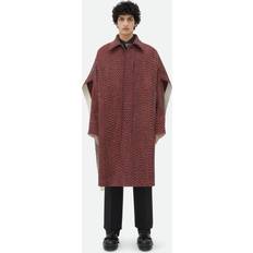 Men - Red Coats Bottega Veneta Irregular Wool Chevron Cape Coat Red Man