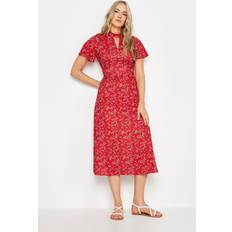 LTS Tall Red Ditsy Print Keyhole Midi Dress Tall Women's Summer Dresses