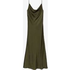 Reiss Womens Khaki Isabel Cowl-neck Satin Midi KHAKI