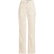 Natural Jeans Lands' End Women's Recycled Denim High Rise Straight Leg Utility Jeans Natural