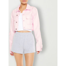 Forever 21 Women Outerwear Forever 21 Cropped Twill Cargo Jacket Lightweight Cropped Jacket-Juniors, Medium, Pink Medium