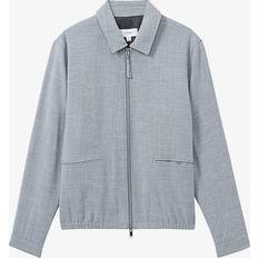 Reiss Men Jackets Reiss Mens Soft Blue Lenzi Regular-fit Dual-zip Cotton-blend Jacket SOFT BLUE