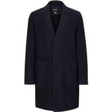 HUGO BOSS Coats HUGO BOSS Men's Micro-Patterned Slim-Fit Coat Dark Blue