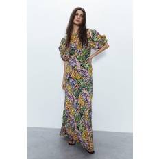 Long Dresses - Square Warehouse Womens Patchwork Ditsy Puff Sleeve Maxi Dress Multicolour Viscose