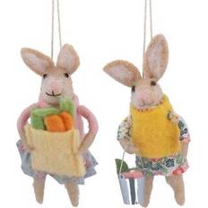 Easter Decorations Gisela Graham felt rabbits with shopping twine Easter Decoration