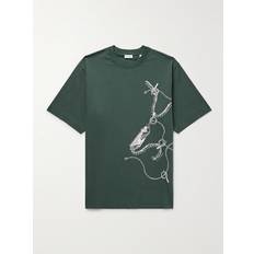 Burberry Green Tops Burberry Printed Cotton-Jersey T-Shirt Men Green