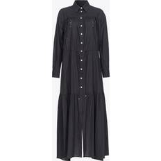 Chemises de nuit Pinko Robe chemise avec broderie anglaise style western, Noir limousine