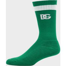 Dolce & Gabbana Socks Dolce & Gabbana Men's Stripe Logo Ribbed Crew Socks GREEN X-Large