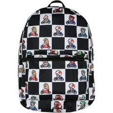 Super Nintendo Mario Kart 8-Bit Character Checkered Travel Laptop Backpack
