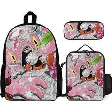 Men School Bags Heqqred Sold by: Ode Candles, Cuphead Mugman Cartoon Backpack With Lunch Bag Pencil Case Lunch Box Pen Bag Satchel Daypack Laptop School Bag 3 Pieces Set For Kids Teen Adult