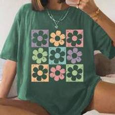 Blommiga T-shirts Shein Women's Floral Printed Loose Short Sleeve T-Shirt